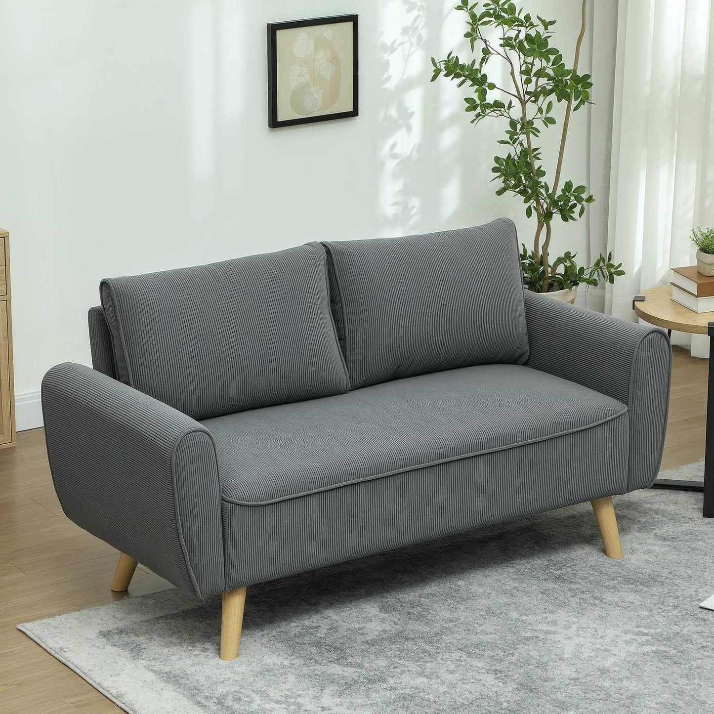 Two-seater Manchester sofa, extra deep and cushioned, dark grey