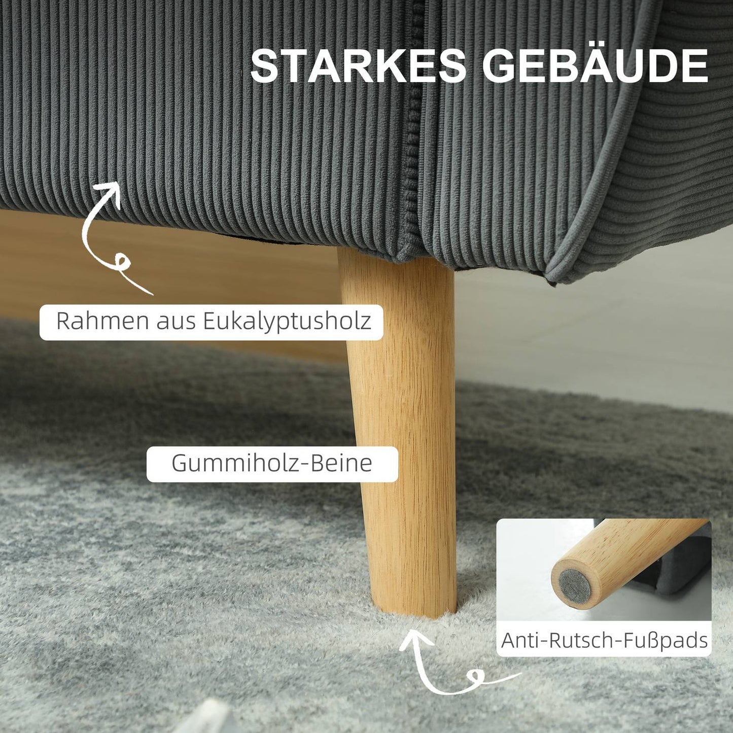 Two-seater Manchester sofa, extra deep and cushioned, dark grey