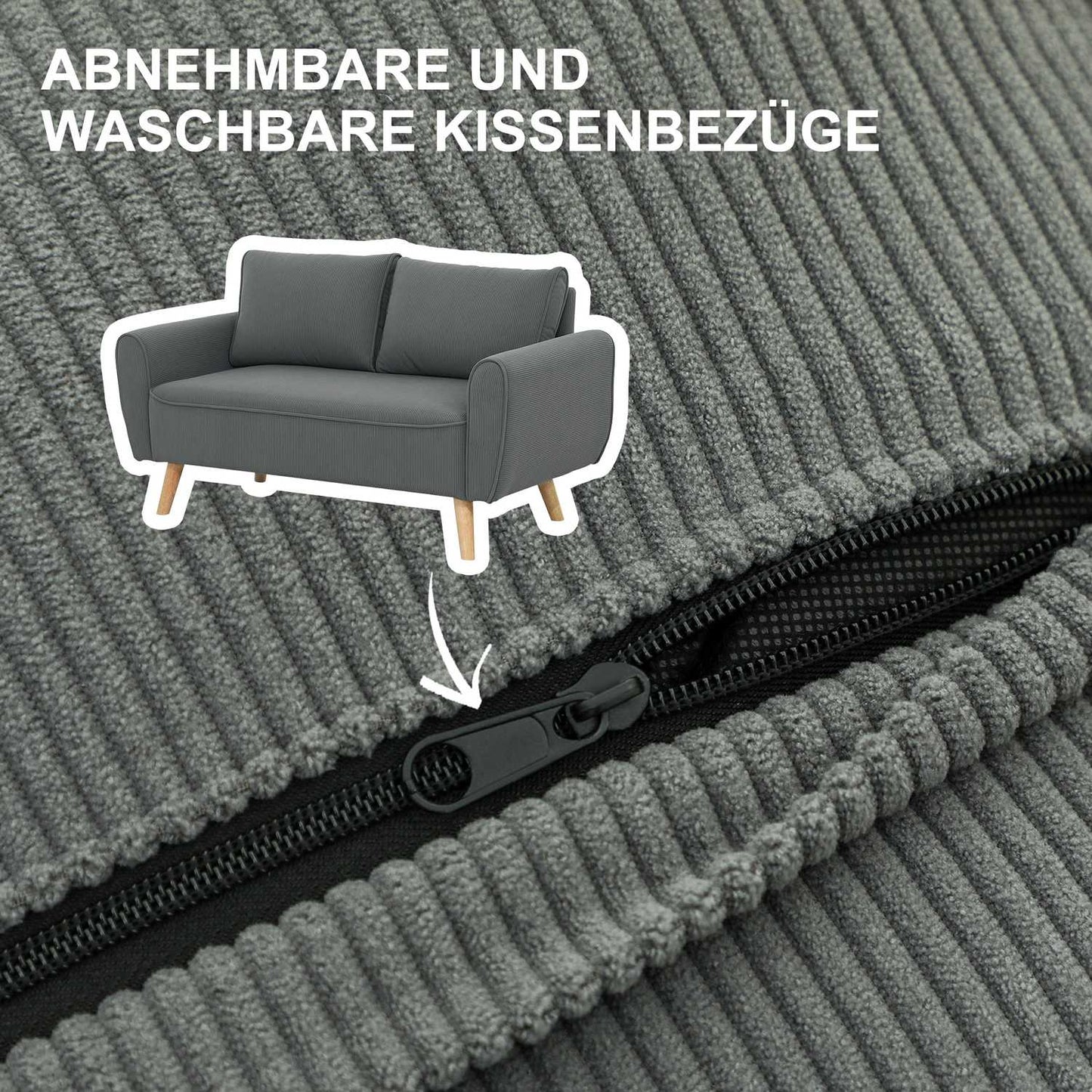 Two-seater Manchester sofa, extra deep and cushioned, dark grey