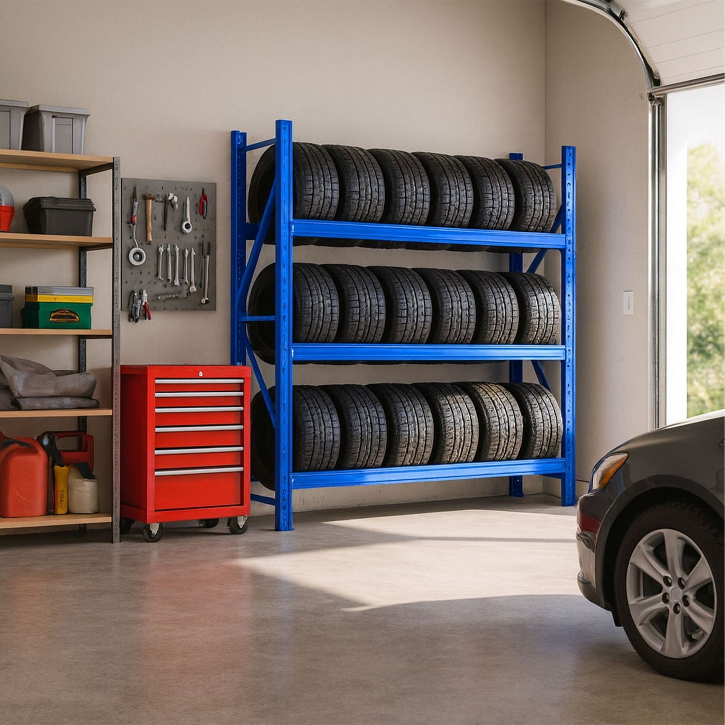 Tyre Rack for 21 Car Tyres – Adjustable Storage