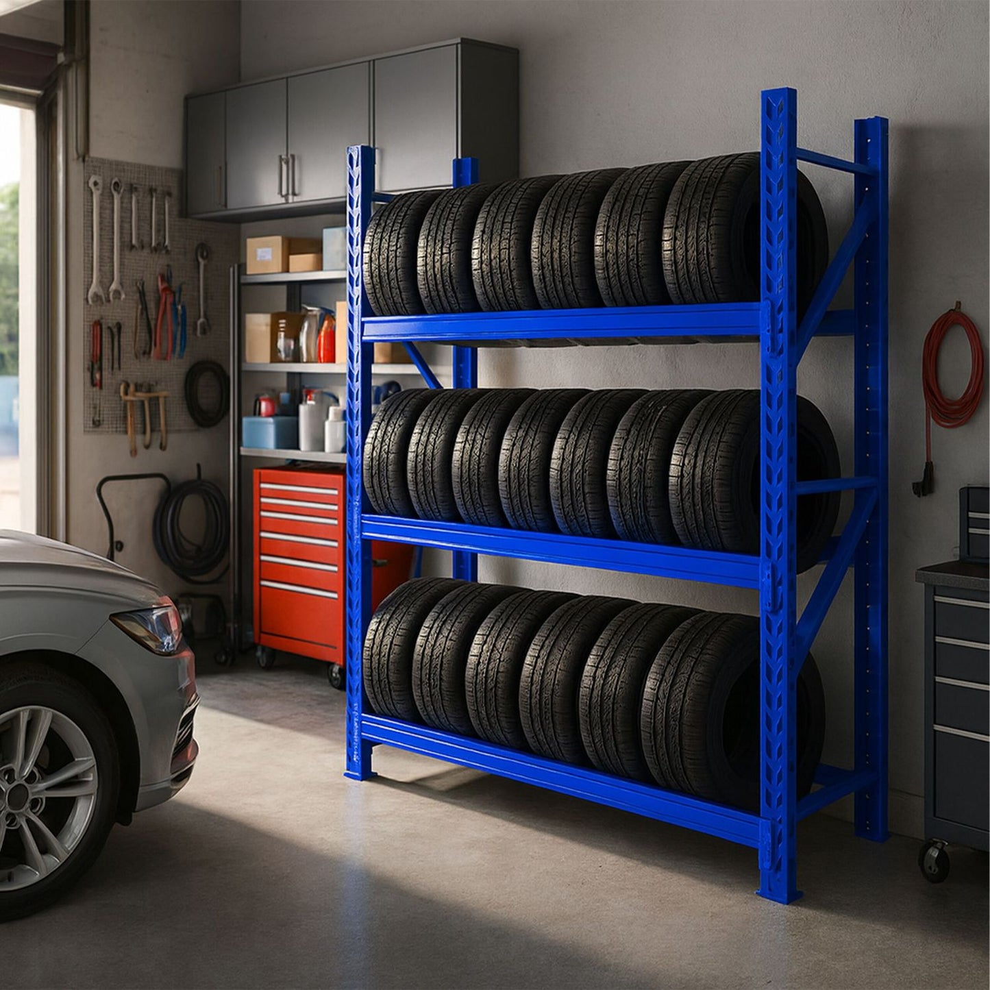 Tyre Rack for 21 Car Tyres – Adjustable Storage