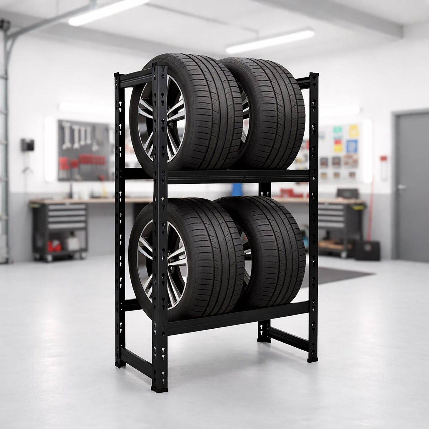 Tyre Rack for 4–6 Tyres, Adjustable Steel Frame