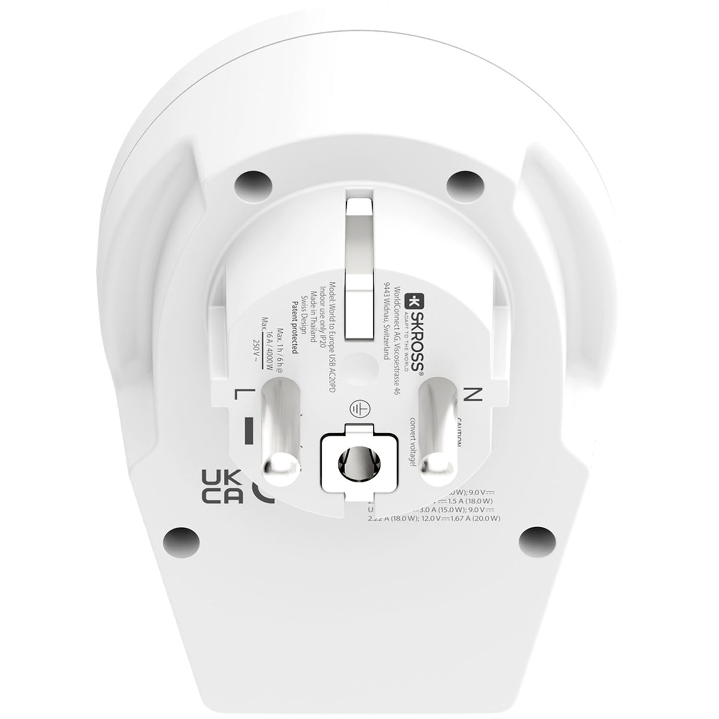 USB-A/USB-C 20W Grounded Adapter for Europe