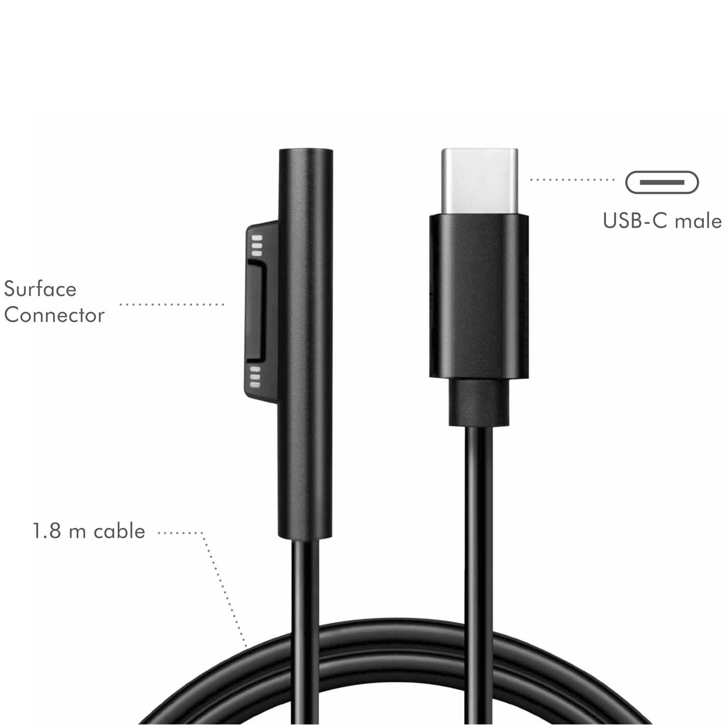 USB-C Charging cable Microsoft Surface 60W PD 1.8 m