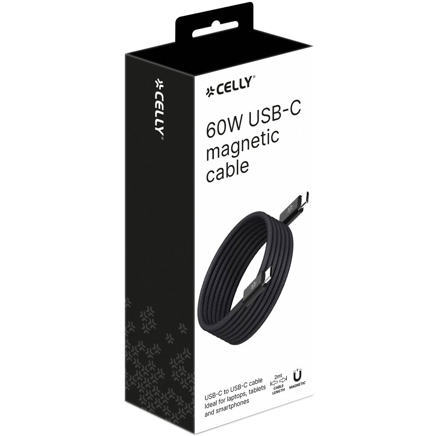 USB-C Magnetic Braided Cable, 60W, 1m, Black