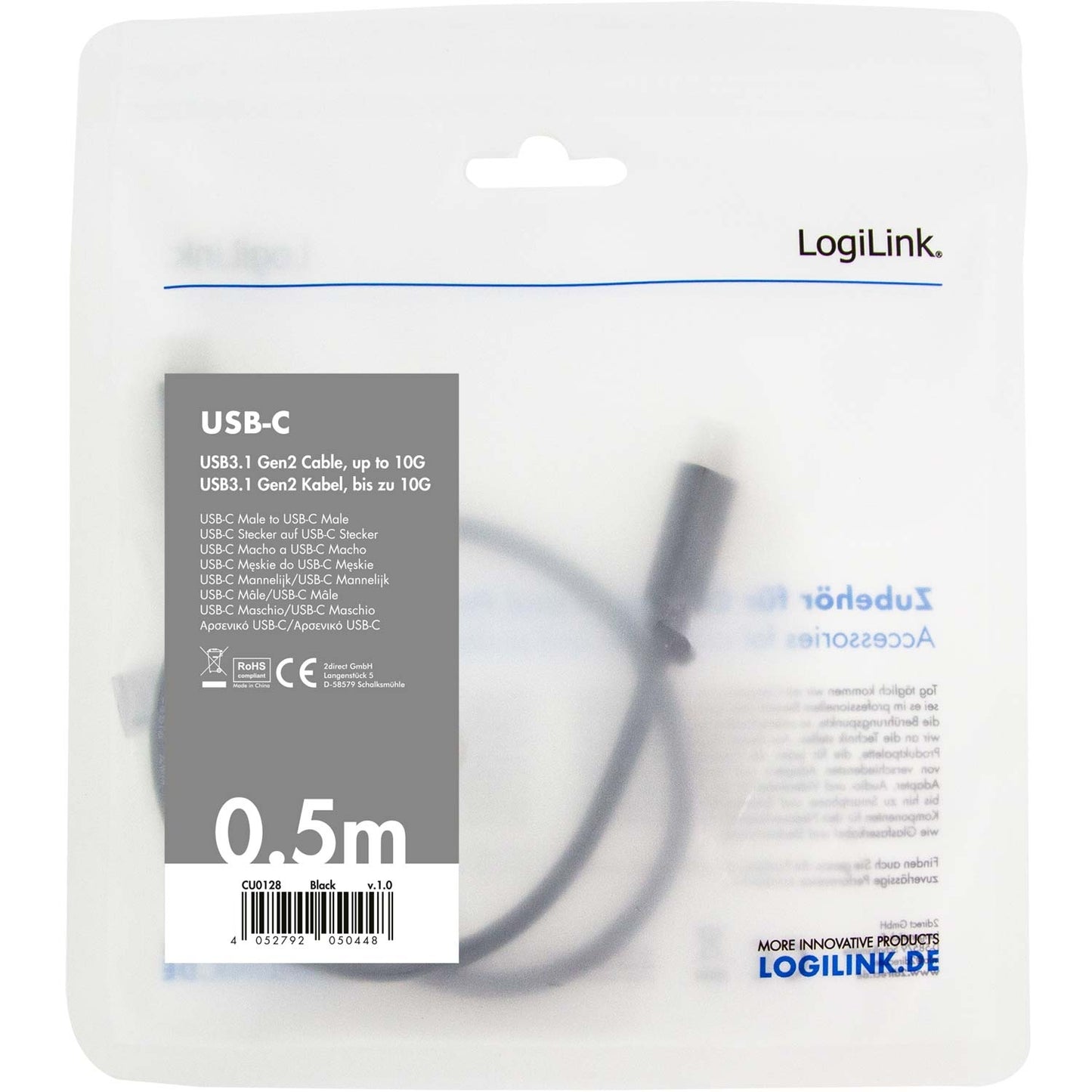 USB-C - USB-C cable USB 3.2 Gen2 4K/60Hz 100W 0.5m