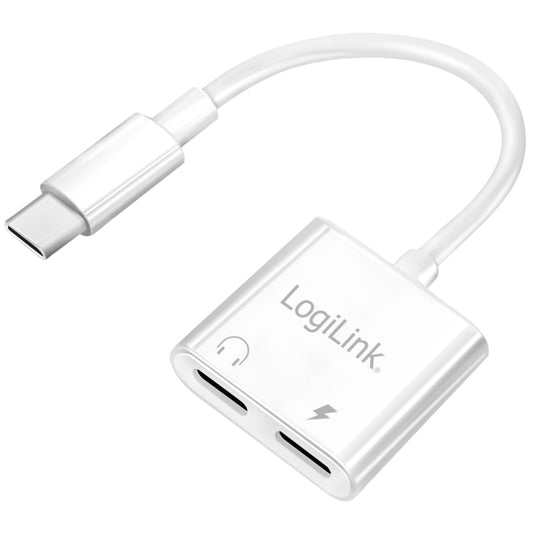USB-C adapter with 1 x audio port, 1 x USB-C PD 60W White