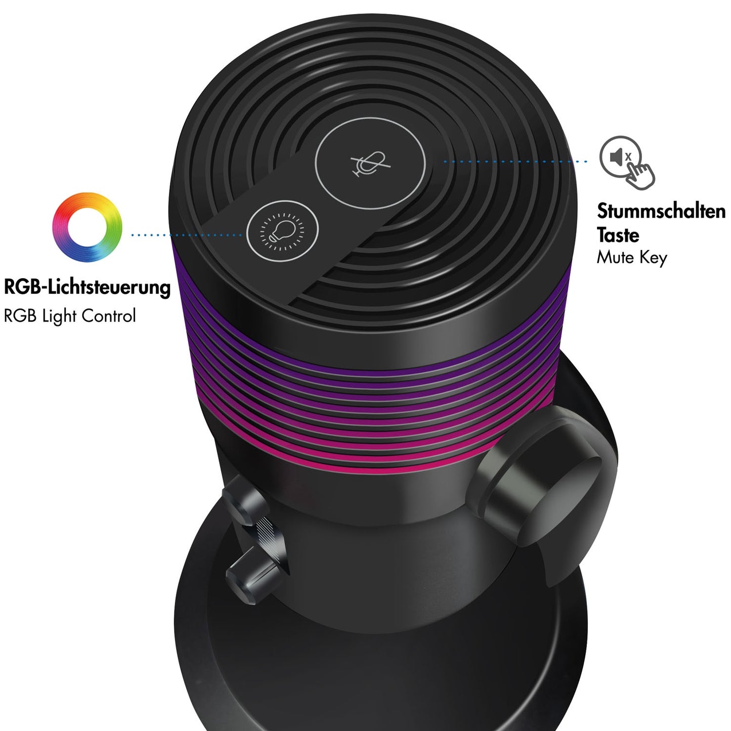 USB Cardioid Microphone with RGB Lighting, 192kHz/24-Bit