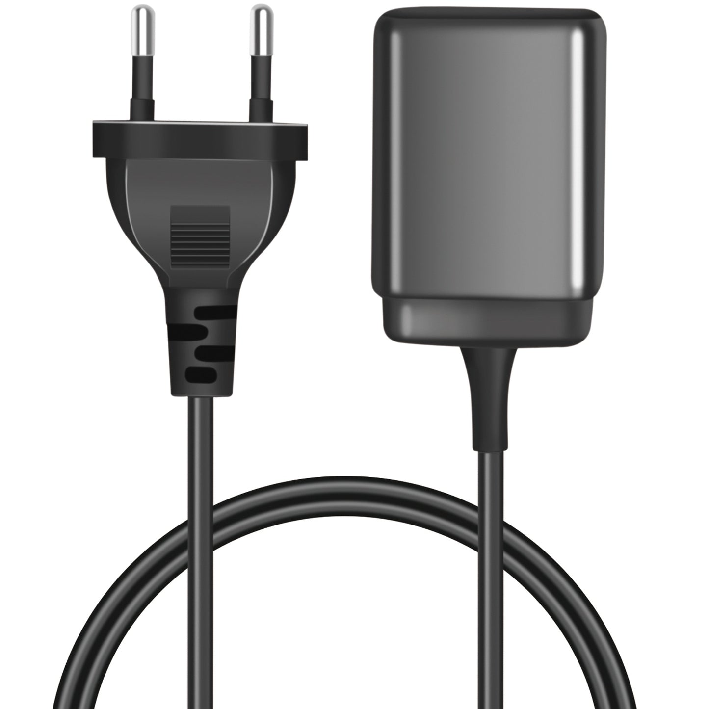 USB charger 1xUSB-A + 1xUSB-C with fixed cable 1.5m GaN 30W