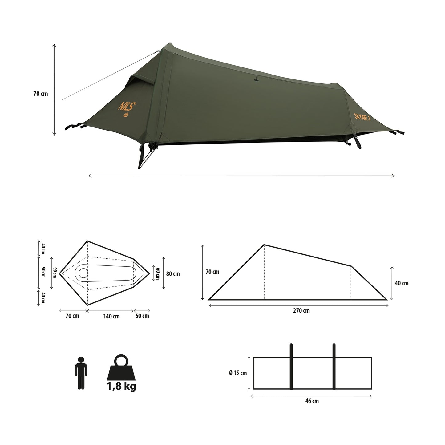 Ultra Light 1-Person Tent, Green
