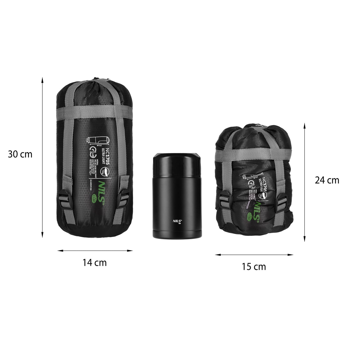 Ultra-Light Sleeping Bag, Black-Green, 5-20C, 710g