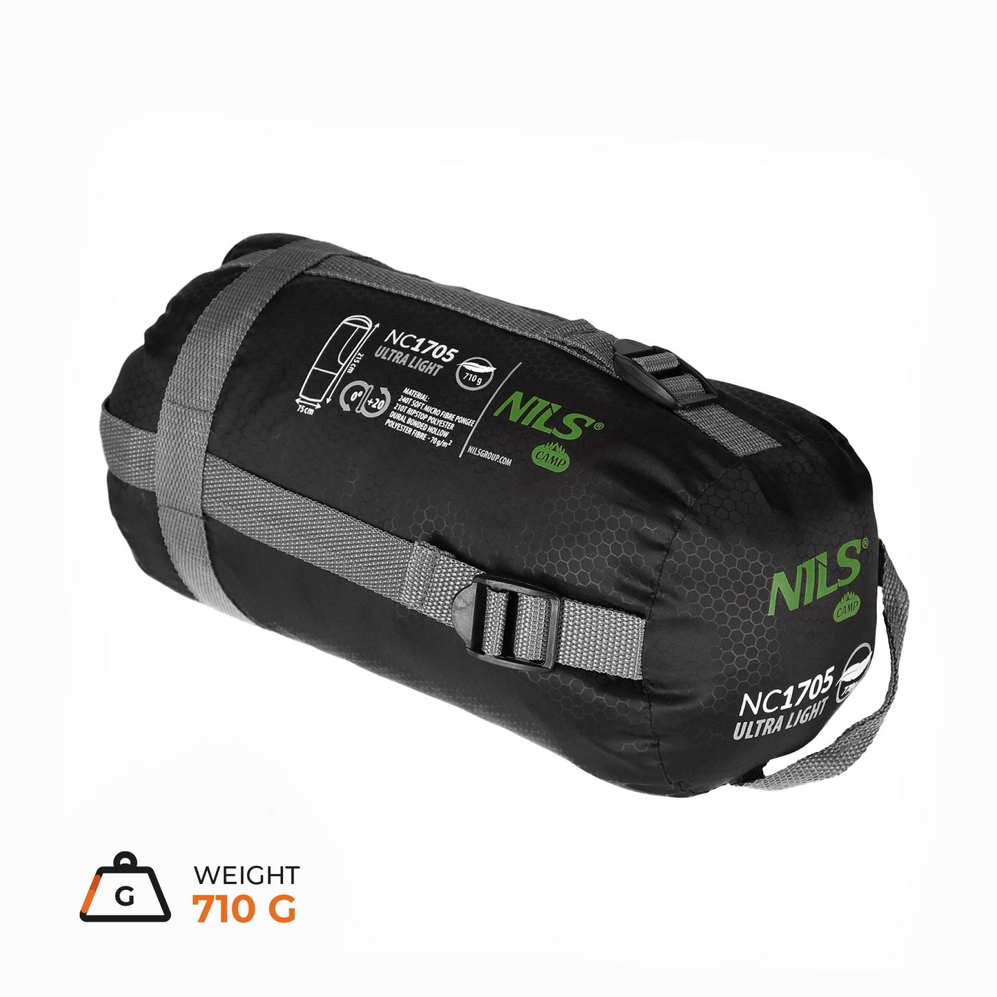 Ultra-Light Sleeping Bag, Black-Green, 5-20C, 710g