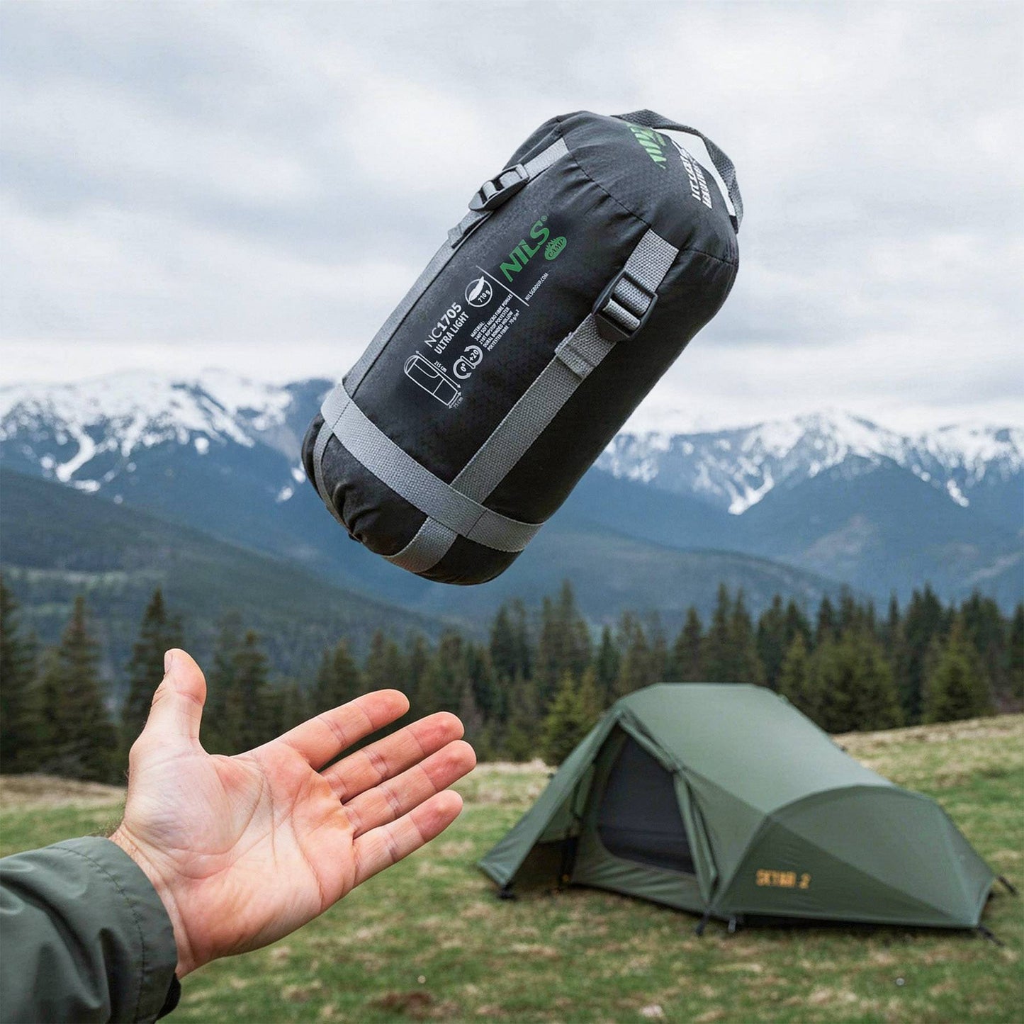Ultra-Light Sleeping Bag, Black-Green, 5-20C, 710g