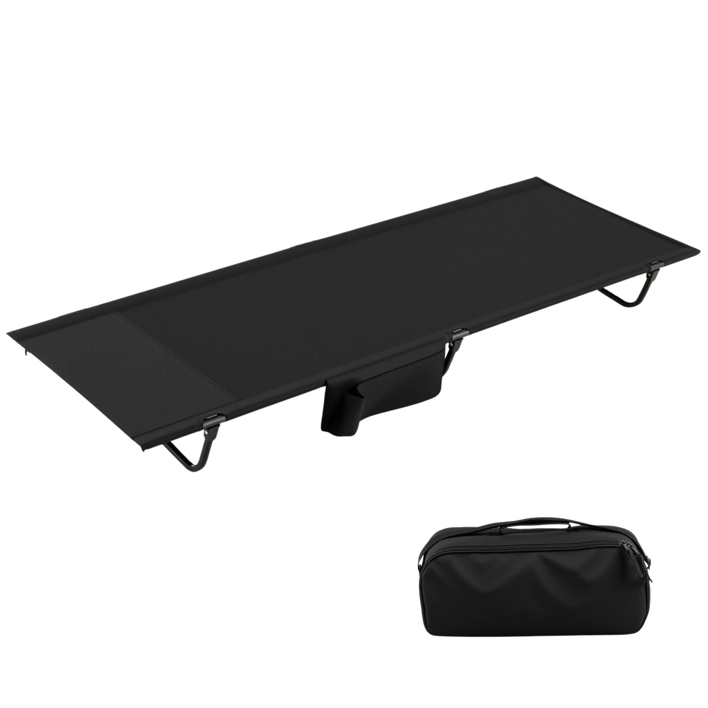 Ultralight Camping Cot with Side Pocket, 193x70x18 cm