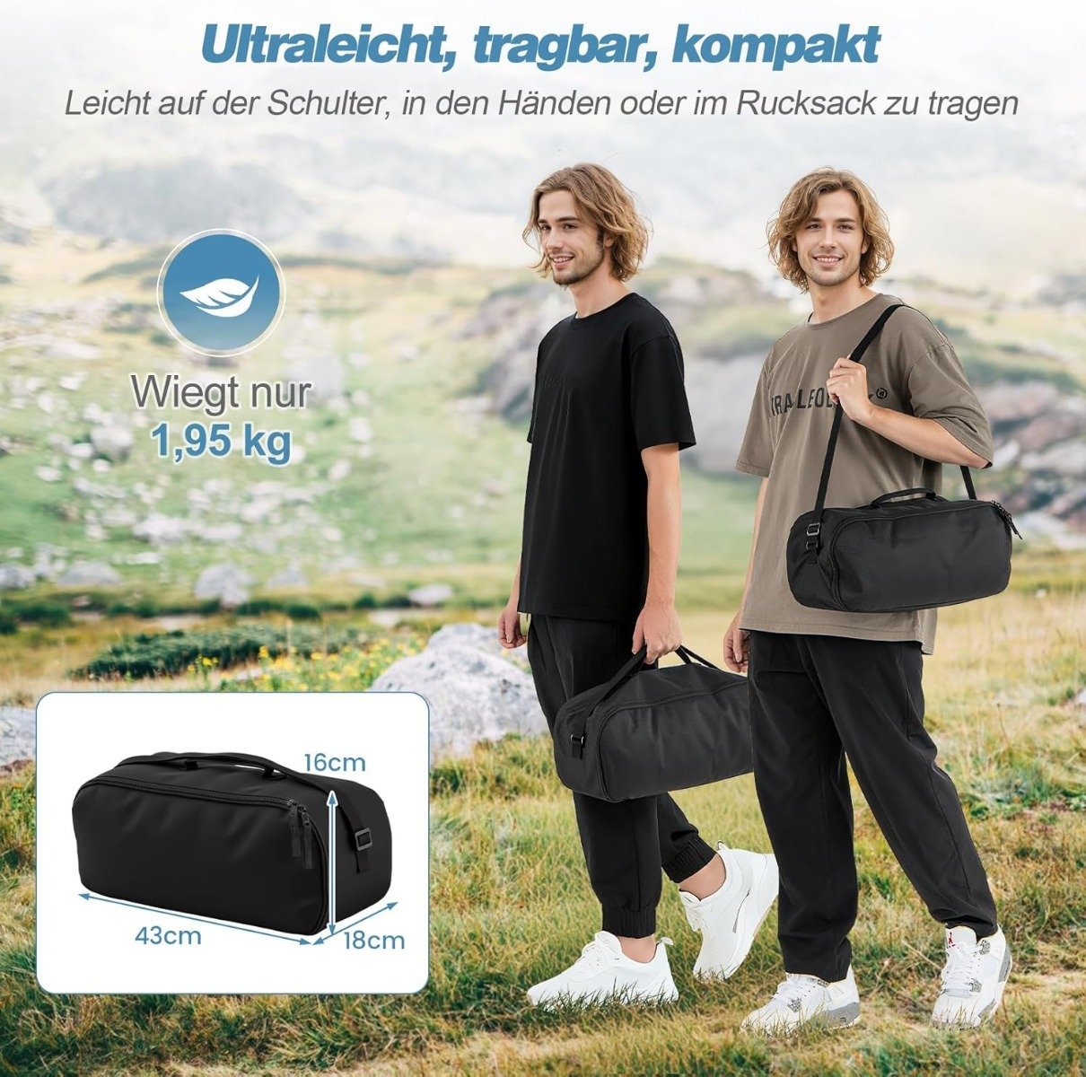 Ultralight Camping Cot with Side Pocket, 193x70x18 cm