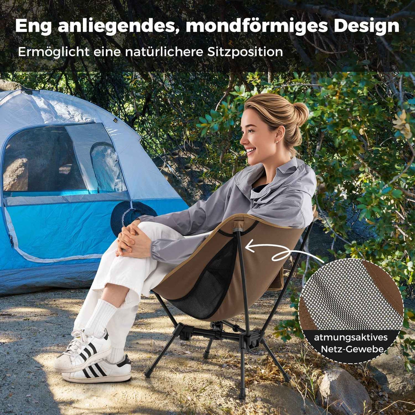 Ultralight Folding Camping Chair with Side Pocket, 150kg Capacity