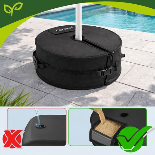 Umbrella Base, 40kg Sand-Filled, Black Oxford Fabric