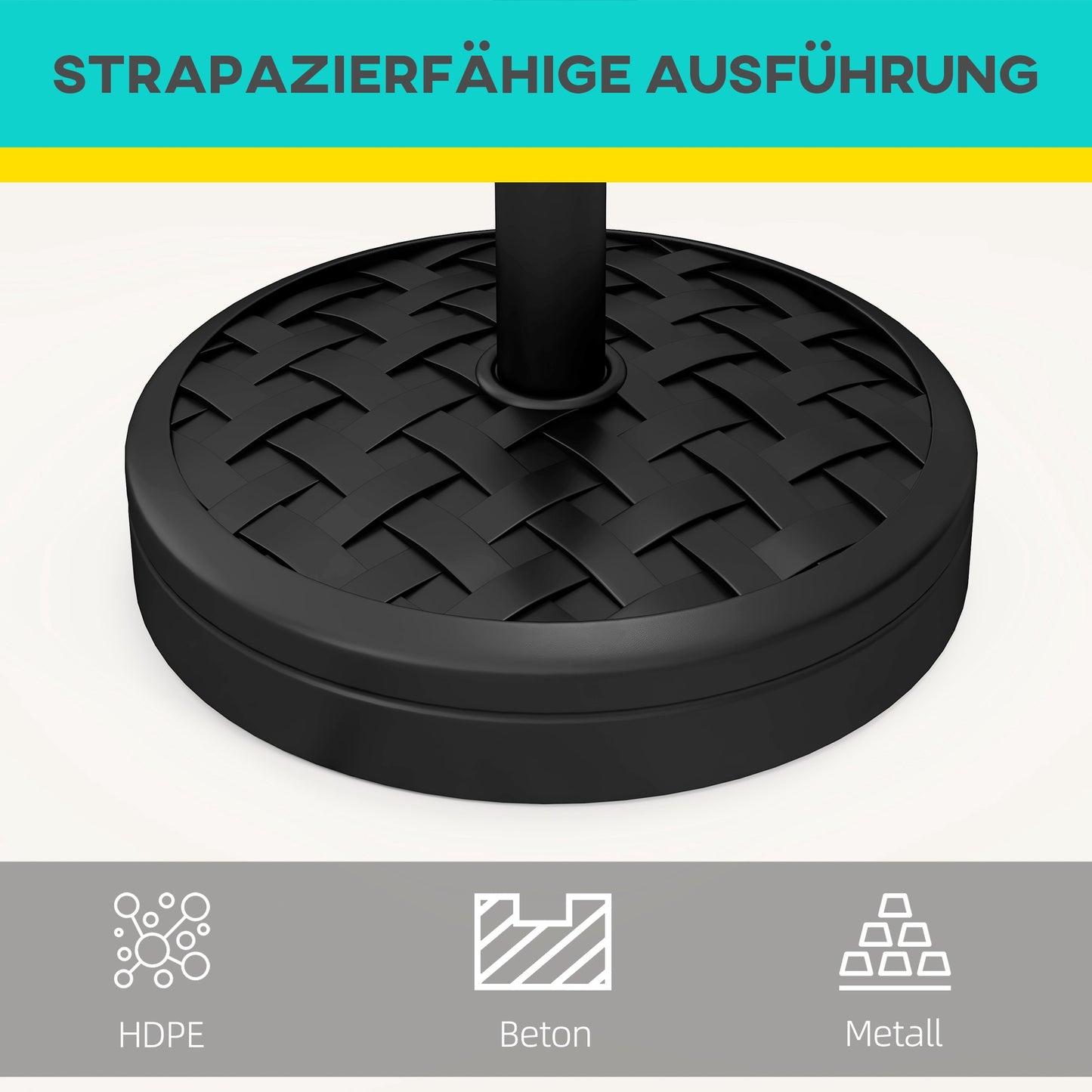 Umbrella Base, HDPE with Concrete, Fits 32-48mm Poles