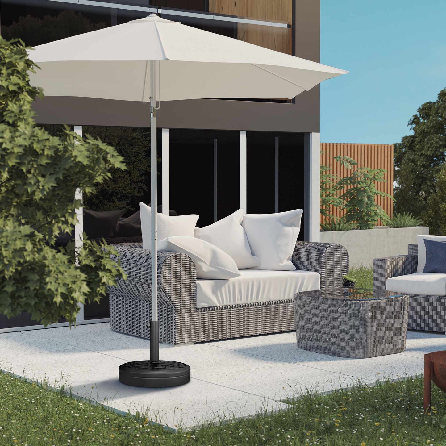 Umbrella Base, HDPE with Concrete, Fits 32-48mm Poles