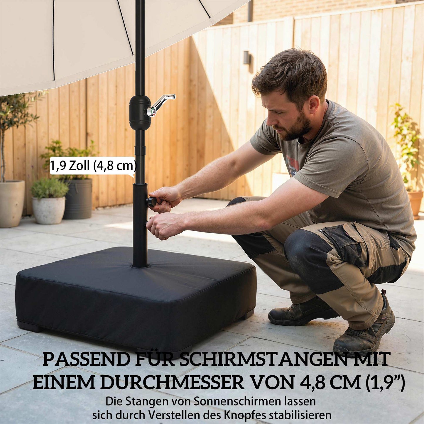Umbrella Base Stand, 80kg Capacity, Black, Weatherproof