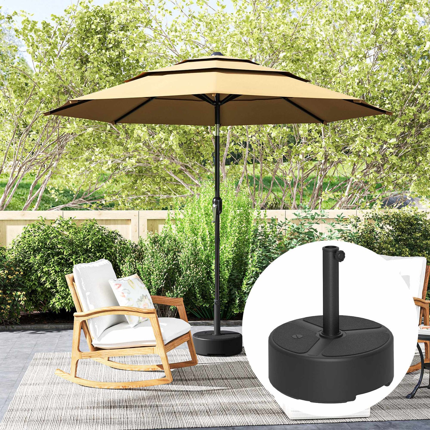 Umbrella Base Stand, HDPE, 20kg, Fits 38-48mm Poles