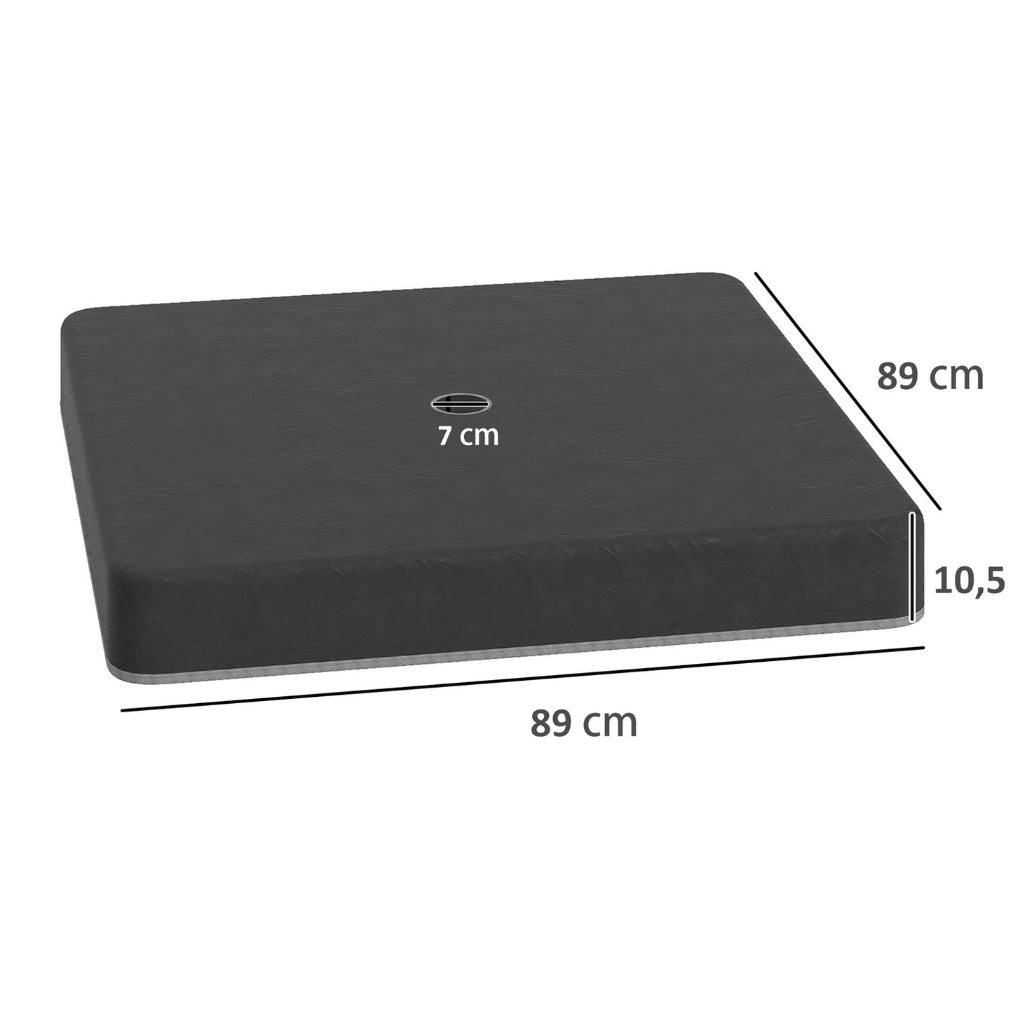 Umbrella Base Weights, Waterproof, Fillable, Black, 89x89x10.5 cm