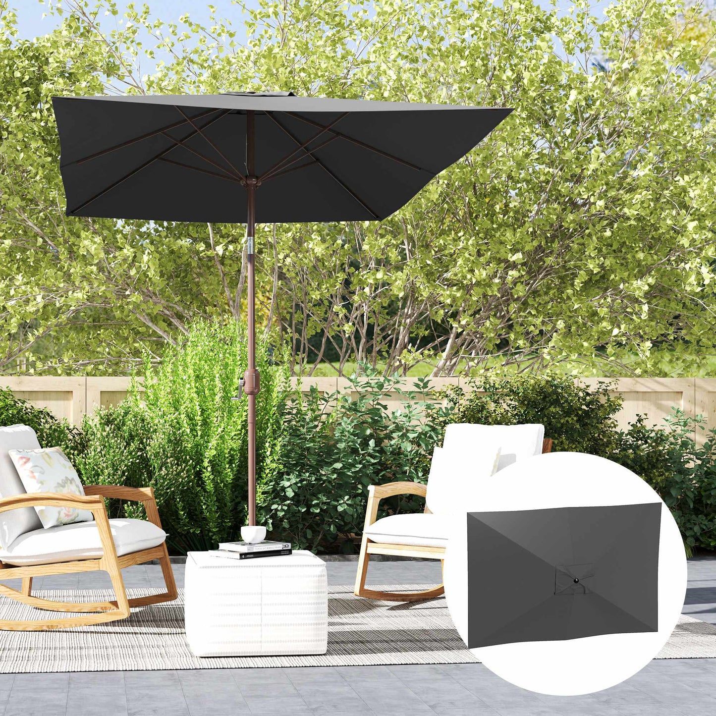 Umbrella Canopy Replacement, 200x300 cm, UV 50+, Dark Grey