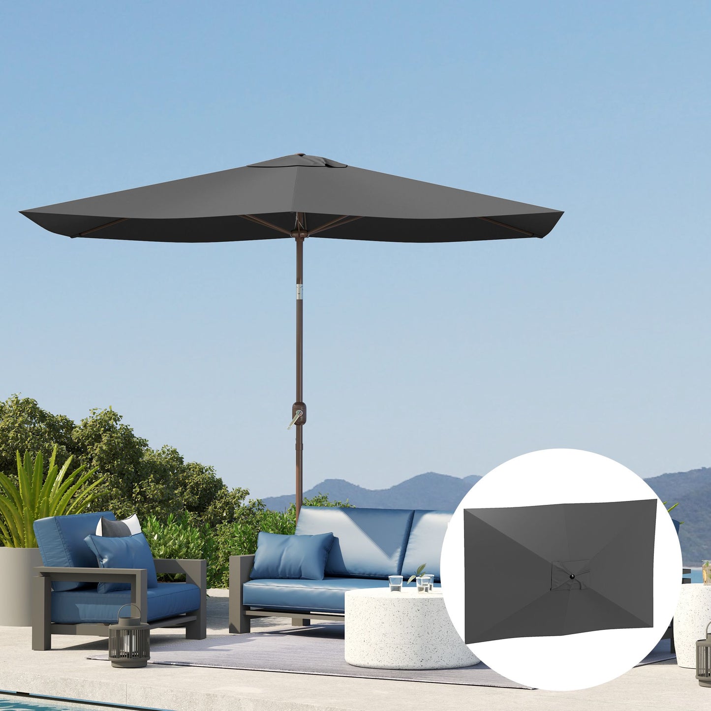 Umbrella Canopy Replacement, 200x300 cm, UV 50+, Dark Grey