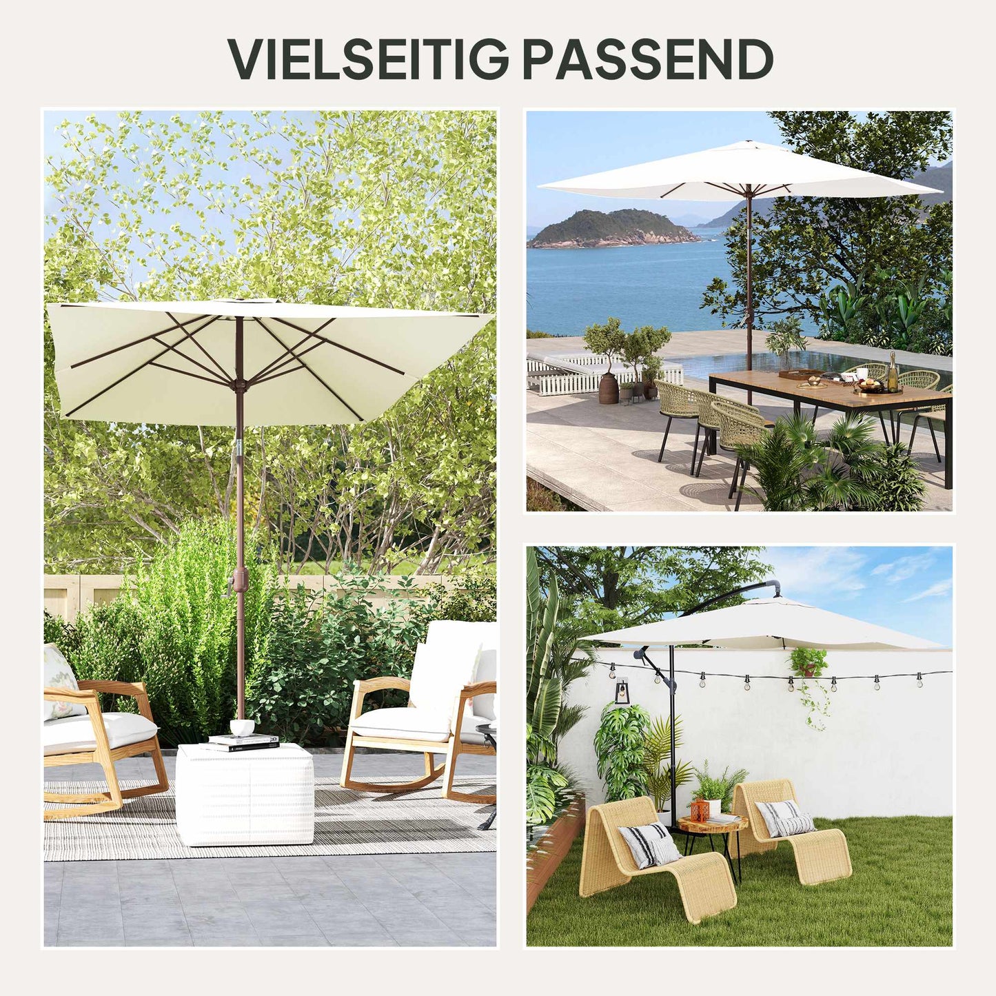 Umbrella Cover for 200x300 cm Frames, UV 50+, Beige