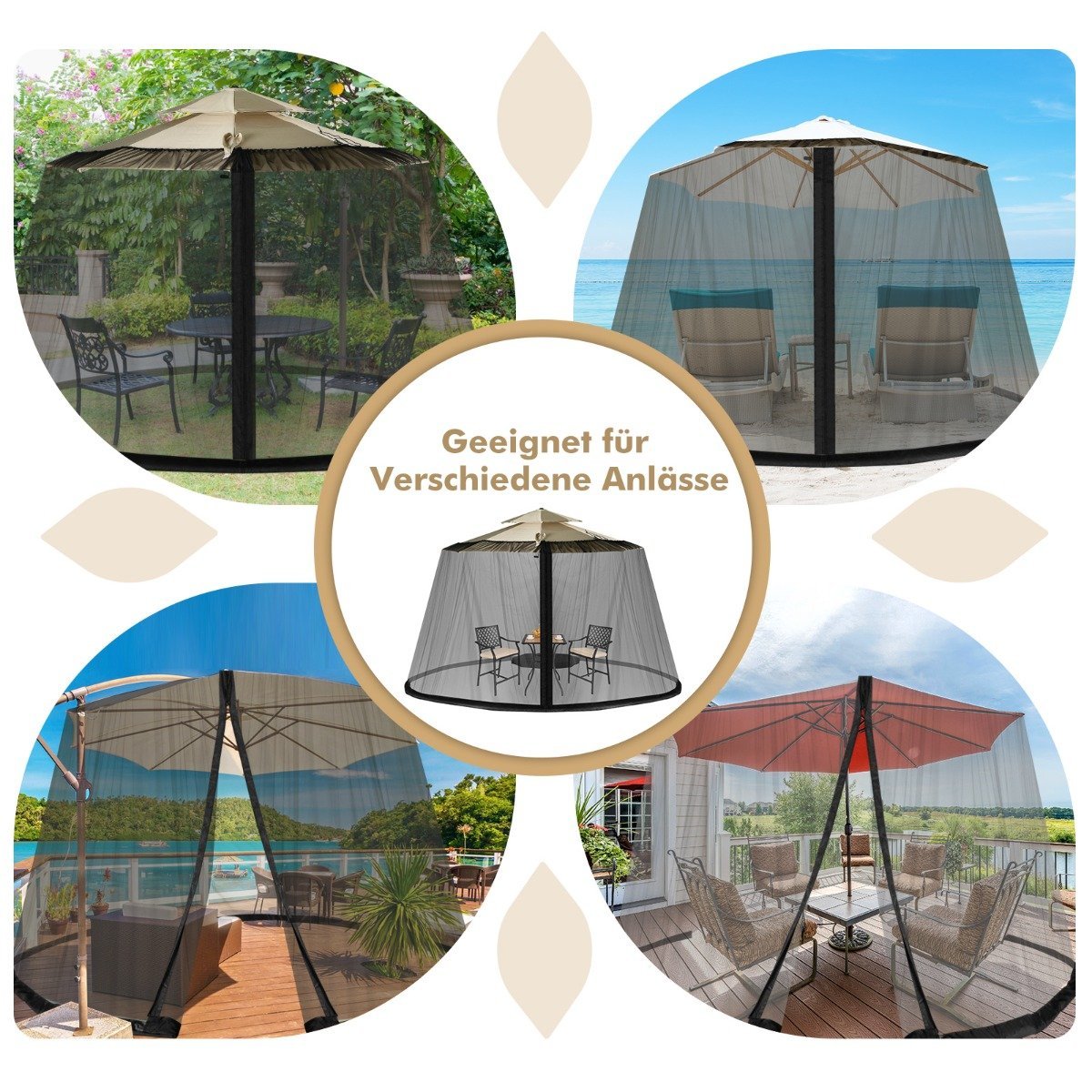 Umbrella Mosquito Net, 2 Doors, Adjustable, 2.5-3m