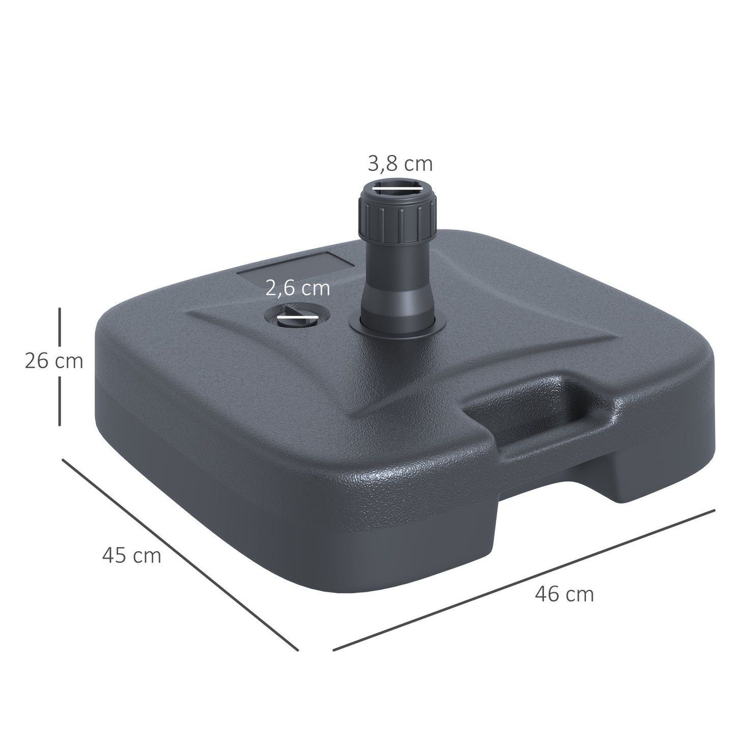Black refillable umbrella stand 46x45x26cm, holds up to 30kg