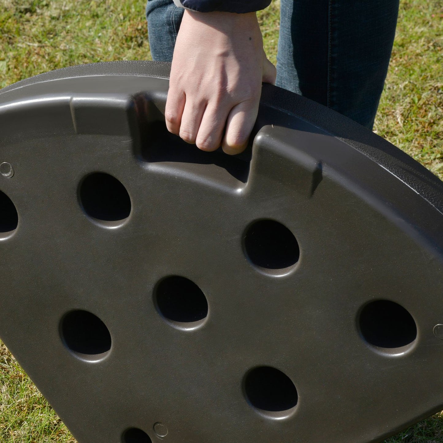 Refillable HDPE umbrella stand, coffee, 17 kg water/25 kg sand