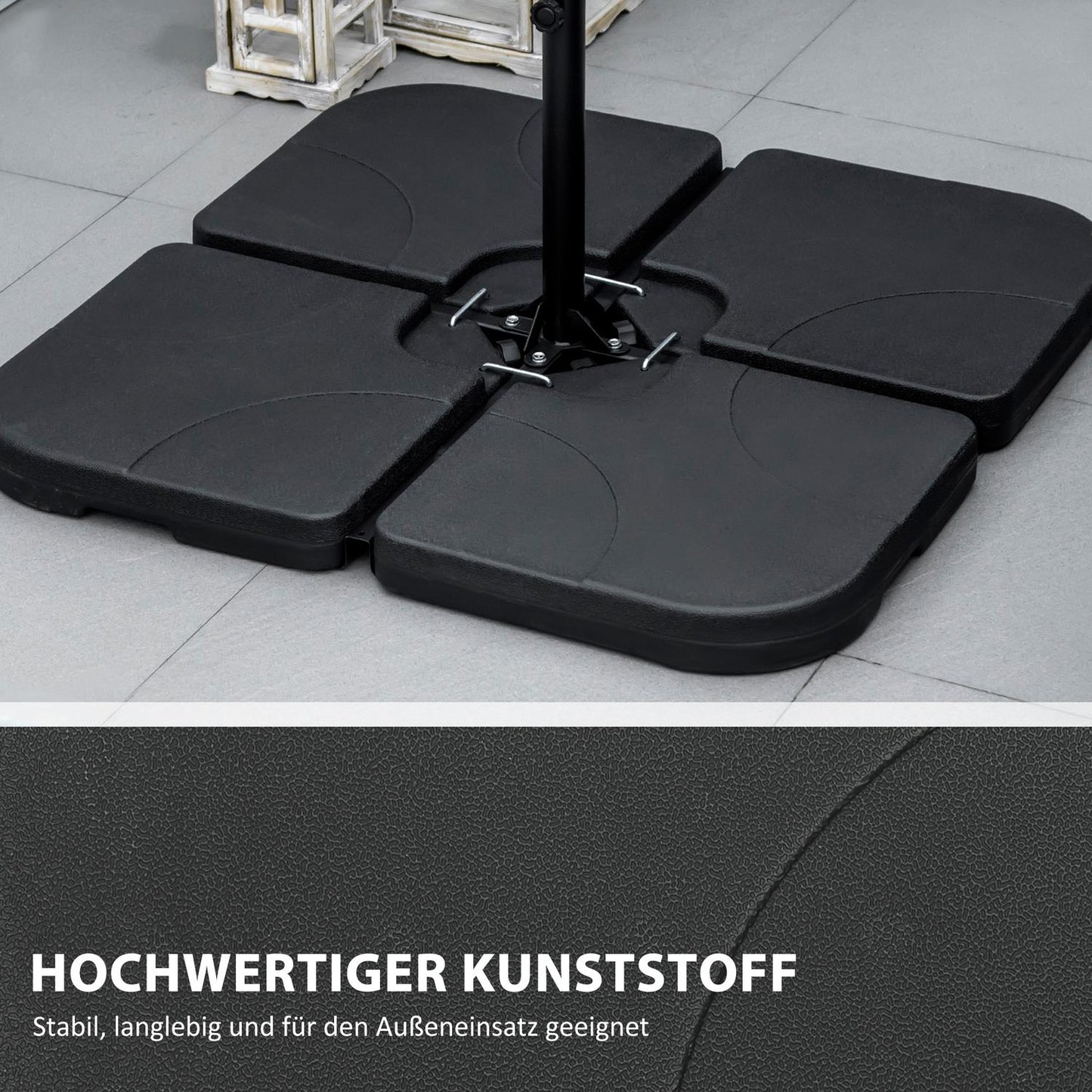 Cantilever umbrella stand, water/sand fillable, black