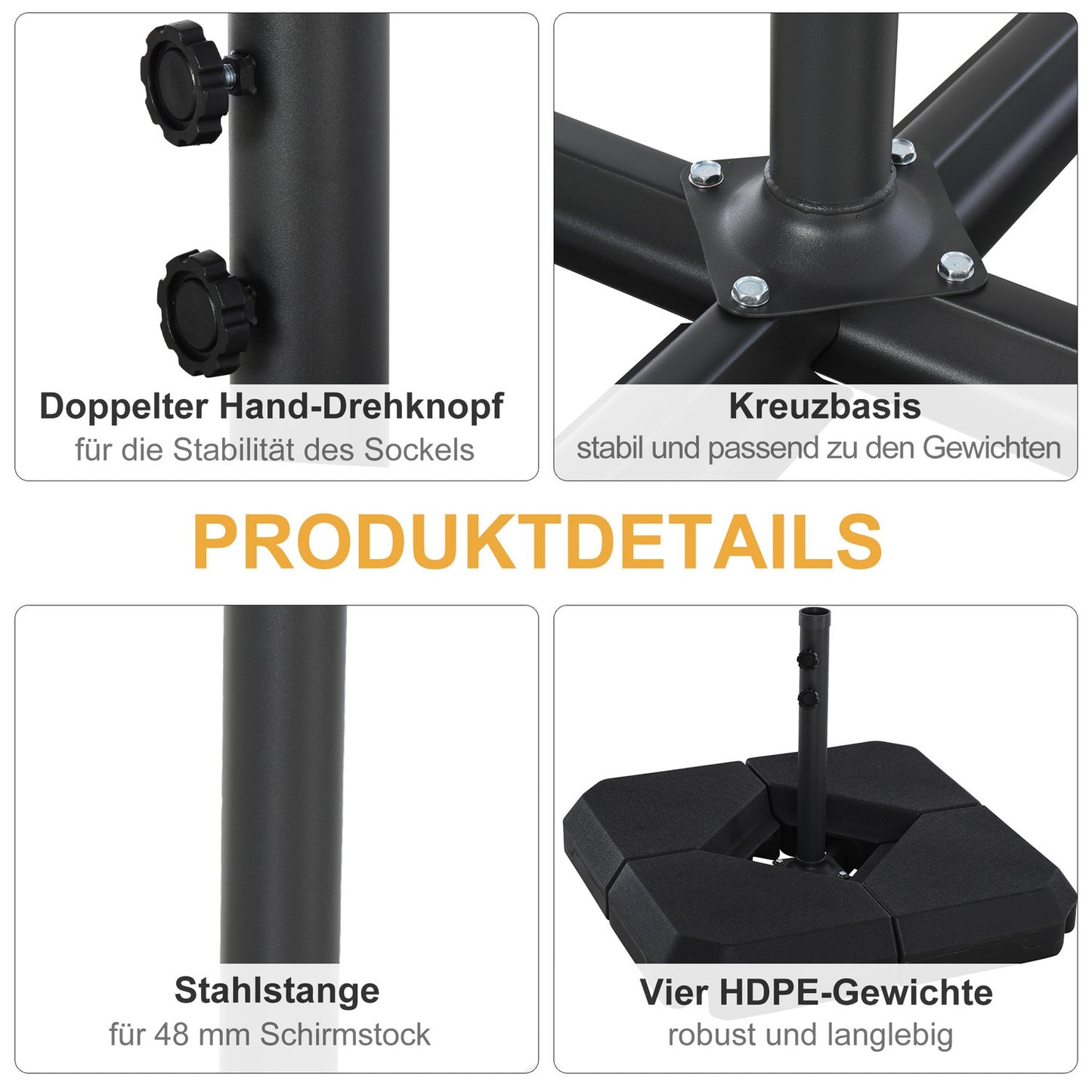 Black HDPE umbrella stand - durable and elegant