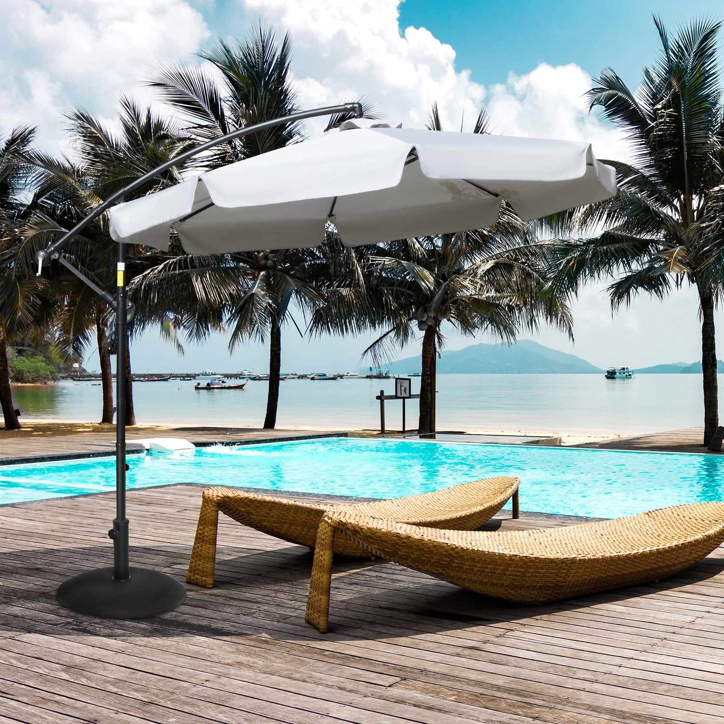 Parasol base in black steel and cement, 25 kg, ∅49 X 37 cm