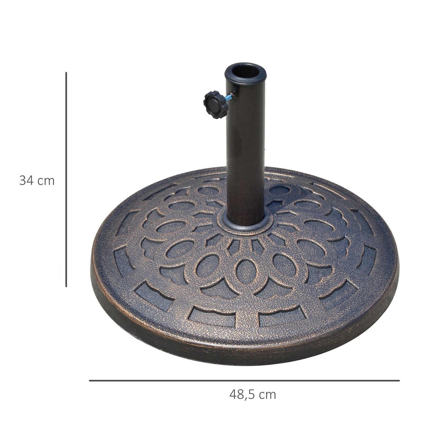 Round resin parasol base, bronze, 14 kg, fits Ø38-48 mm