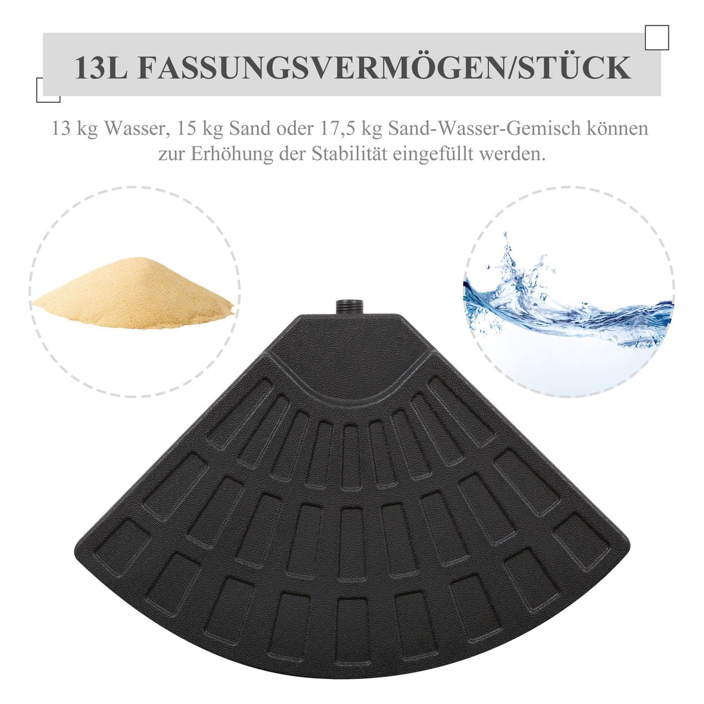 Heavy parasol weight, 52 kg water/68 kg sand, black