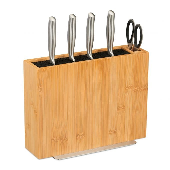 Unassembled knife block in bamboo