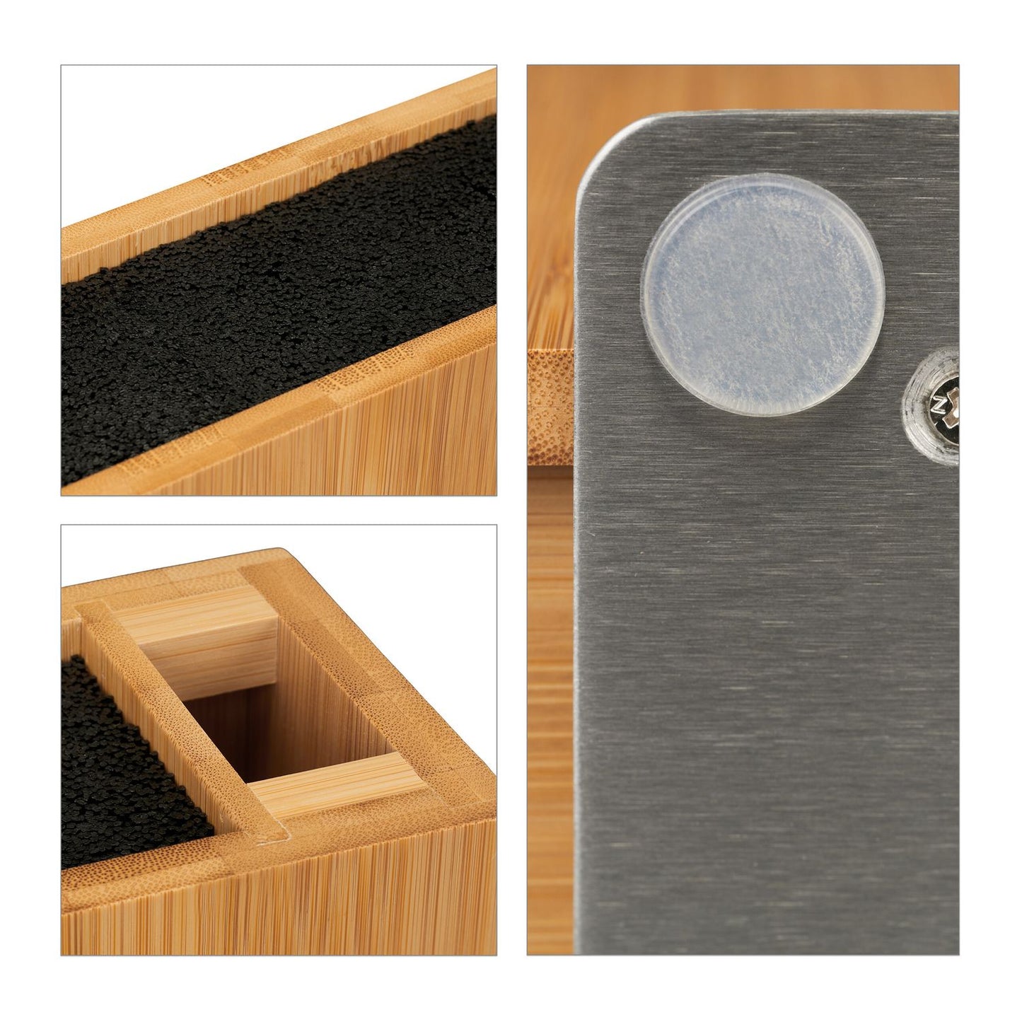Unassembled knife block in bamboo
