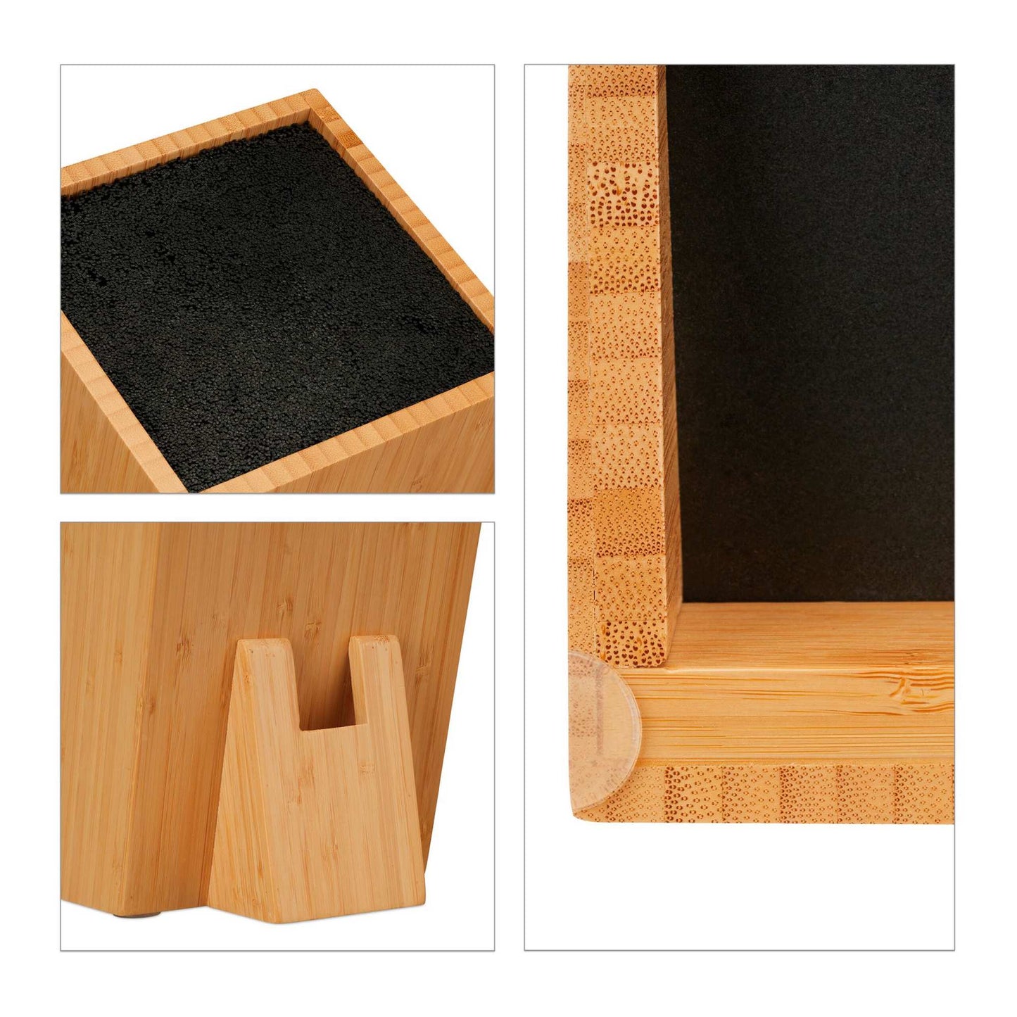 Unassembled knife block in bamboo