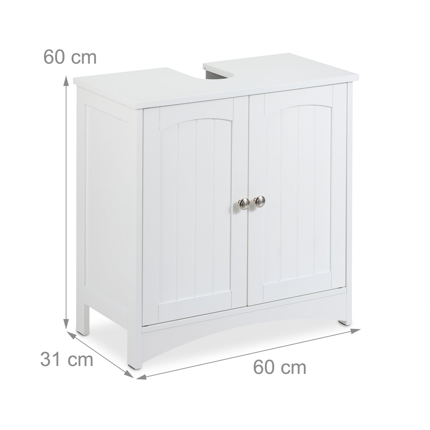 Under Sink Bathroom Cabinet with Doors, White MDF
