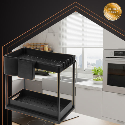 Under-Sink Organizer, 2-Tier Pull-Out Black Shelf