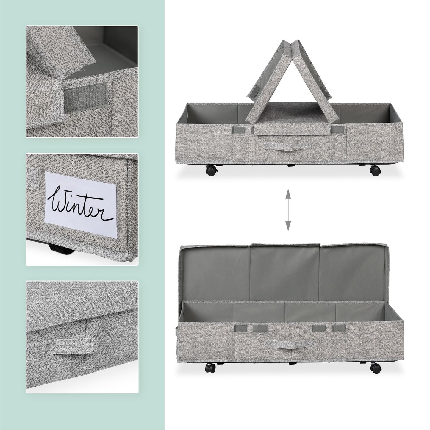 Underbed boxes with wheels, 2-pack
