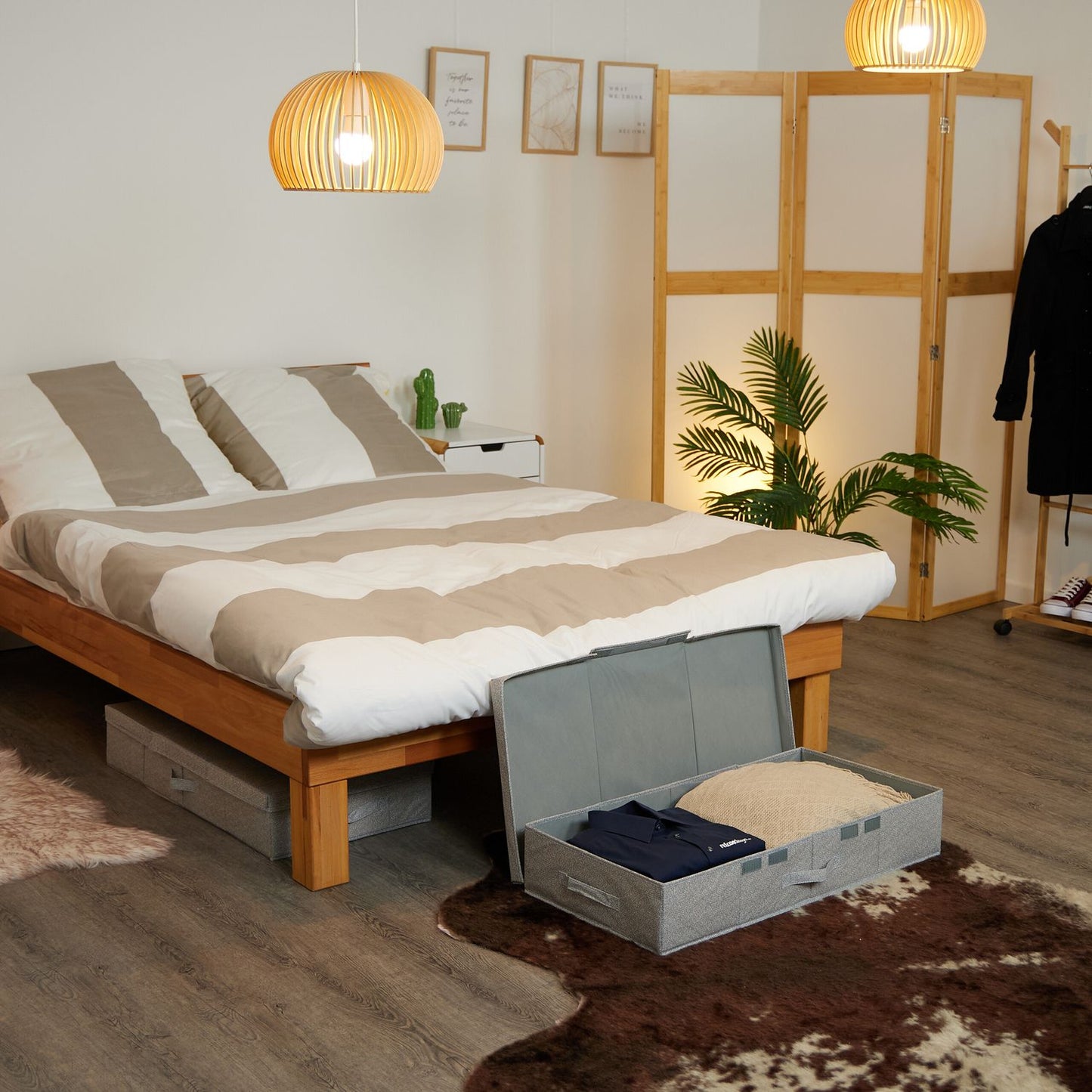Underbed chest of drawers with lid 2-pack