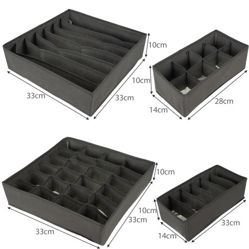 Underwear Organizer Set of 4, Foldable, Breathable Fabric