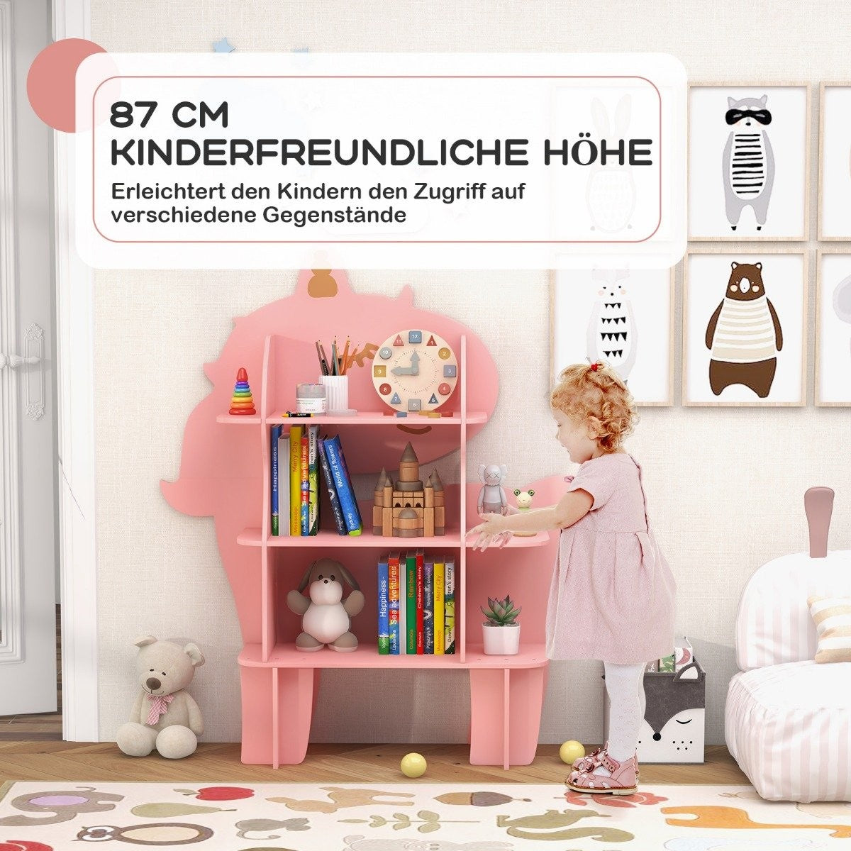 Unicorn Bookshelf for Kids Toy Storage Organizer with Open Shelves