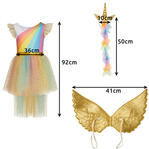 Unicorn Costume for Kids, 3-Piece Set, 130-140cm