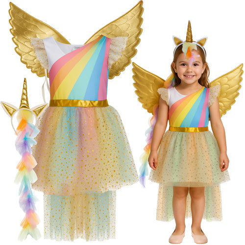 Unicorn Costume for Kids, 3-Piece Set, Size 122-128 cm