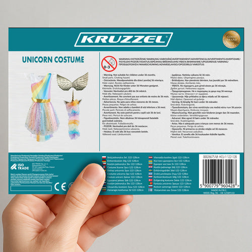 Unicorn Costume for Kids, 3-Piece Set, Size 122-128 cm