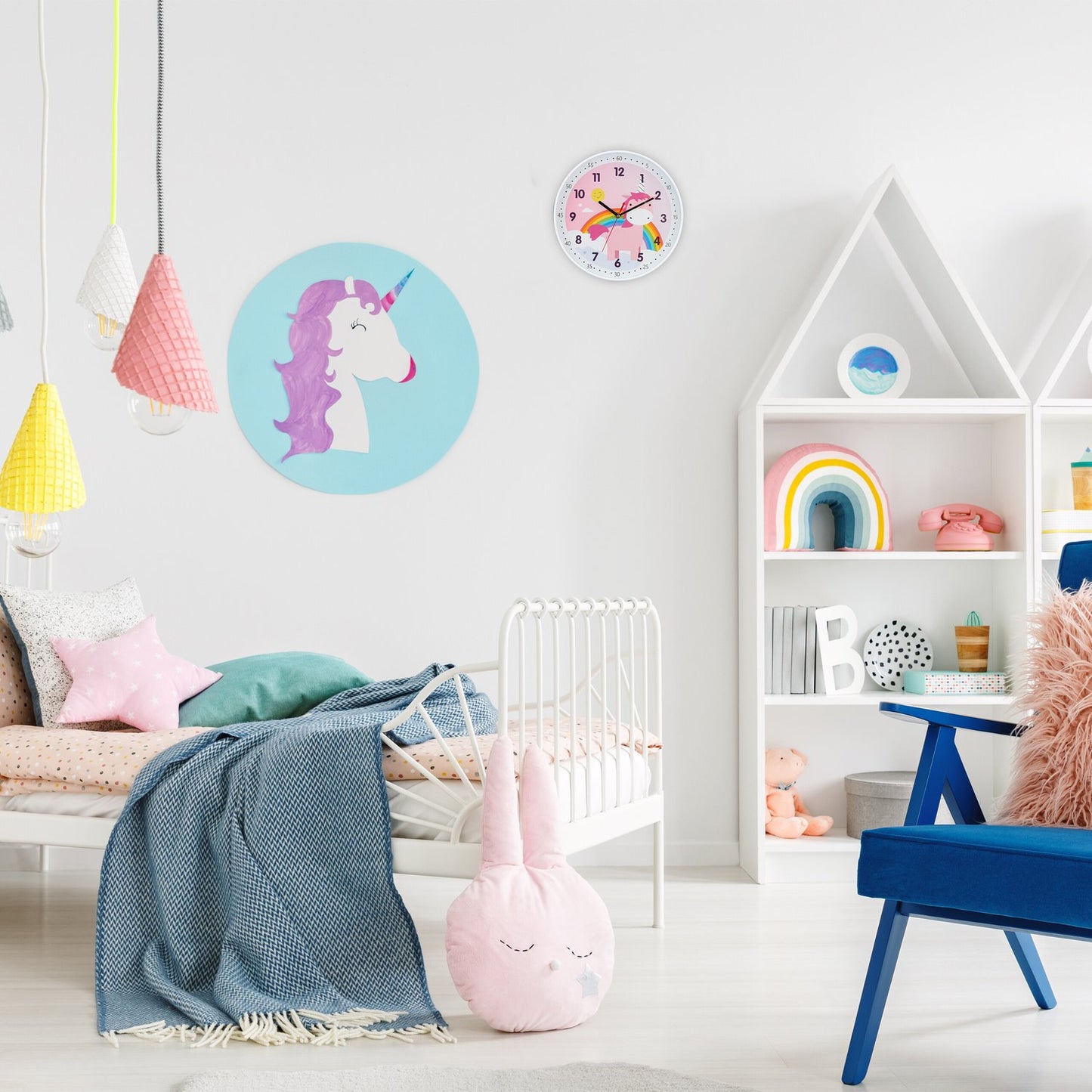Unicorn Wall Clock with Easy-Read Numbers